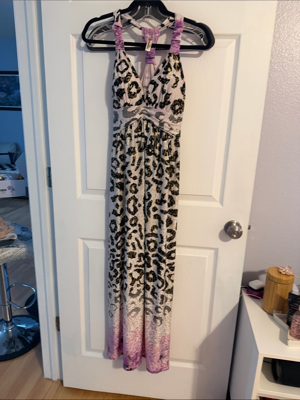 Shoreline White Leopard Print Maxi Dress with Purple Accents